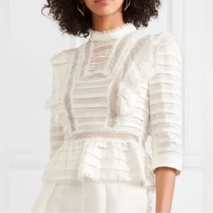 Zimmermann Cream Ruffled Peplum Blouse